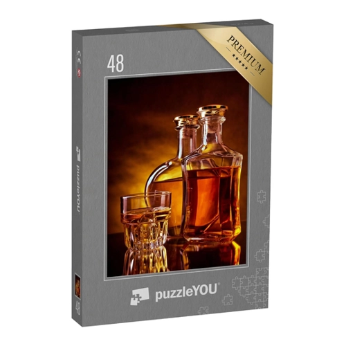 Bild von Puzzle 1000 Teile XXL „Glas mit Eiswürfeln und Zwei Flaschen Whisky“