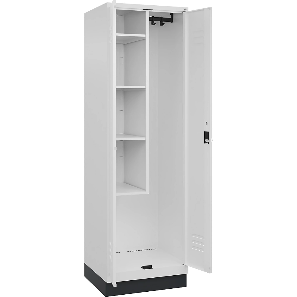 Bild von C+P Putzmittel-Spind Classic PLUS, Sockel, 2 Abteile, 1950x600x500mm, 9016/9016 Verschluss Sicherheits-Drehriegel