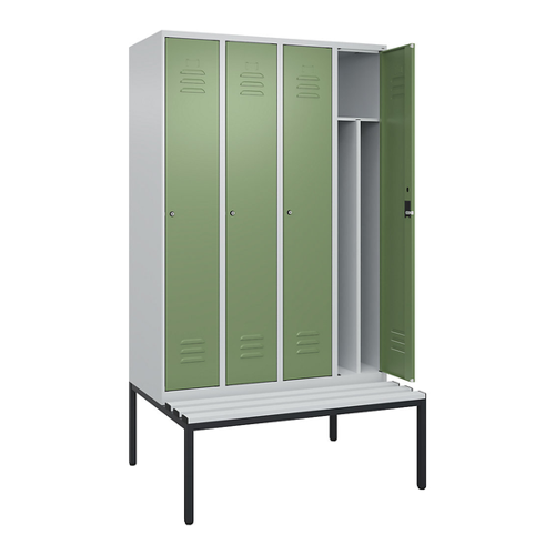 Bild von C+P Spind Classic PLUS mit Sitzbank und 4 Abteilen