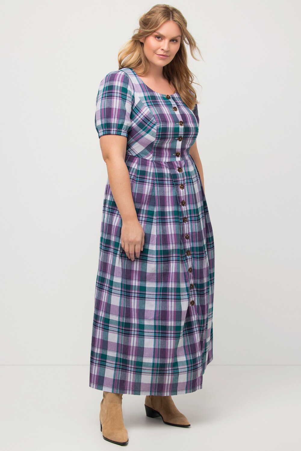 Bild von Große Größen Midikleid, Damen, lila, Größe: 54, Baumwolle/Leinen, Ulla Popken
