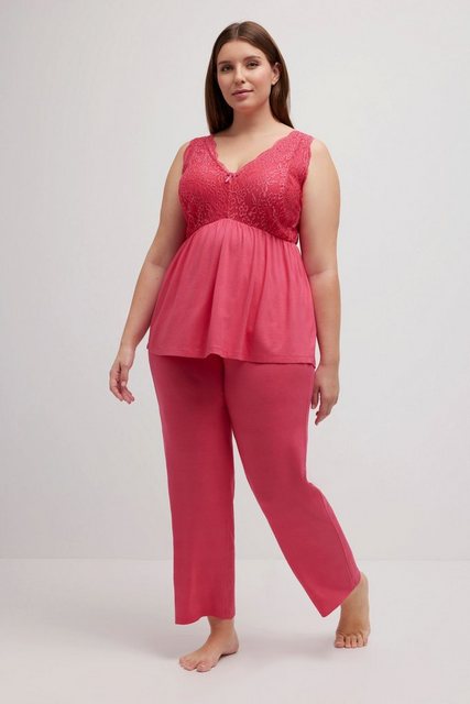 Bild von Grosse Grössen Pyjama, Damen, rosa, Größe: 50/52, Viskose/Polyester/Elasthan, Ulla Popken