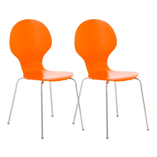 Bild von TPFLiving 2er Set Besucherstuhl Daggy mit Holzsitz - Orange