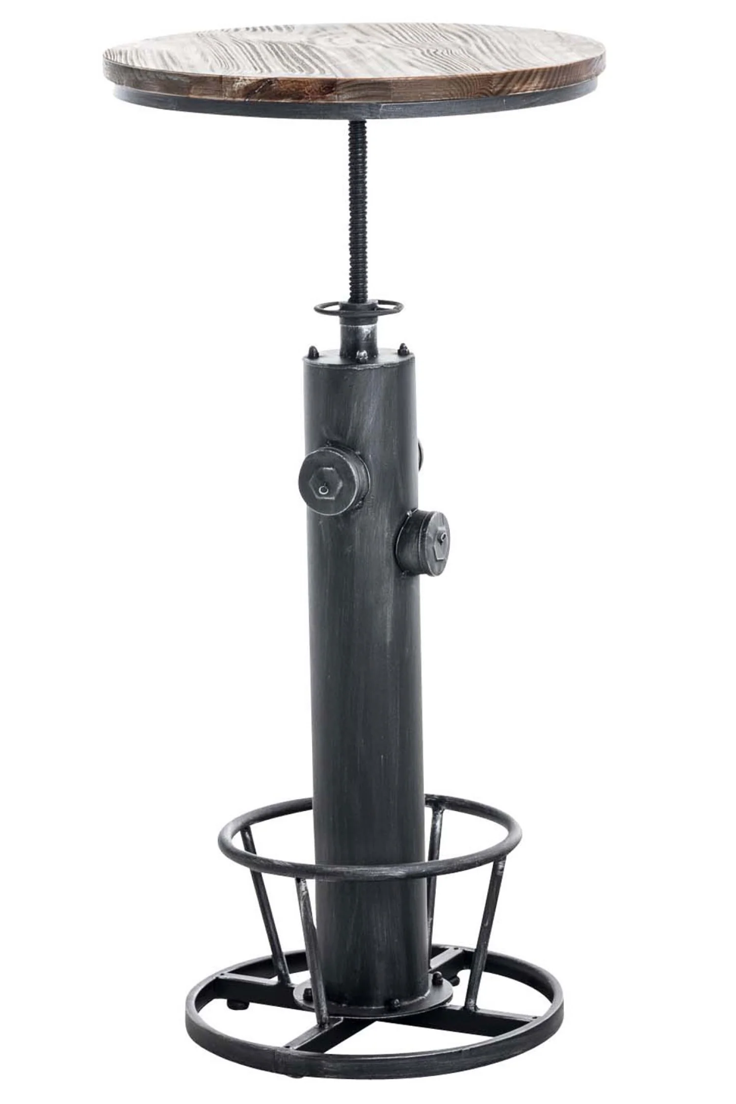 Bild von TPFLiving Stehtisch Ruhne - Bartisch für Küche, Esszimmer, Wohnzimmer, Balkon, Terrasse (Bistrotisch mit Kiefernholz-Tischplatte - Durchmesser: 60 cm, 1-St., Höhenverstellbarer Stehtisch mit Stahlgestell), Maße (BxLxH): 60 x 60 x 100cm - Gewicht 15 kg - Farbe: antik silber