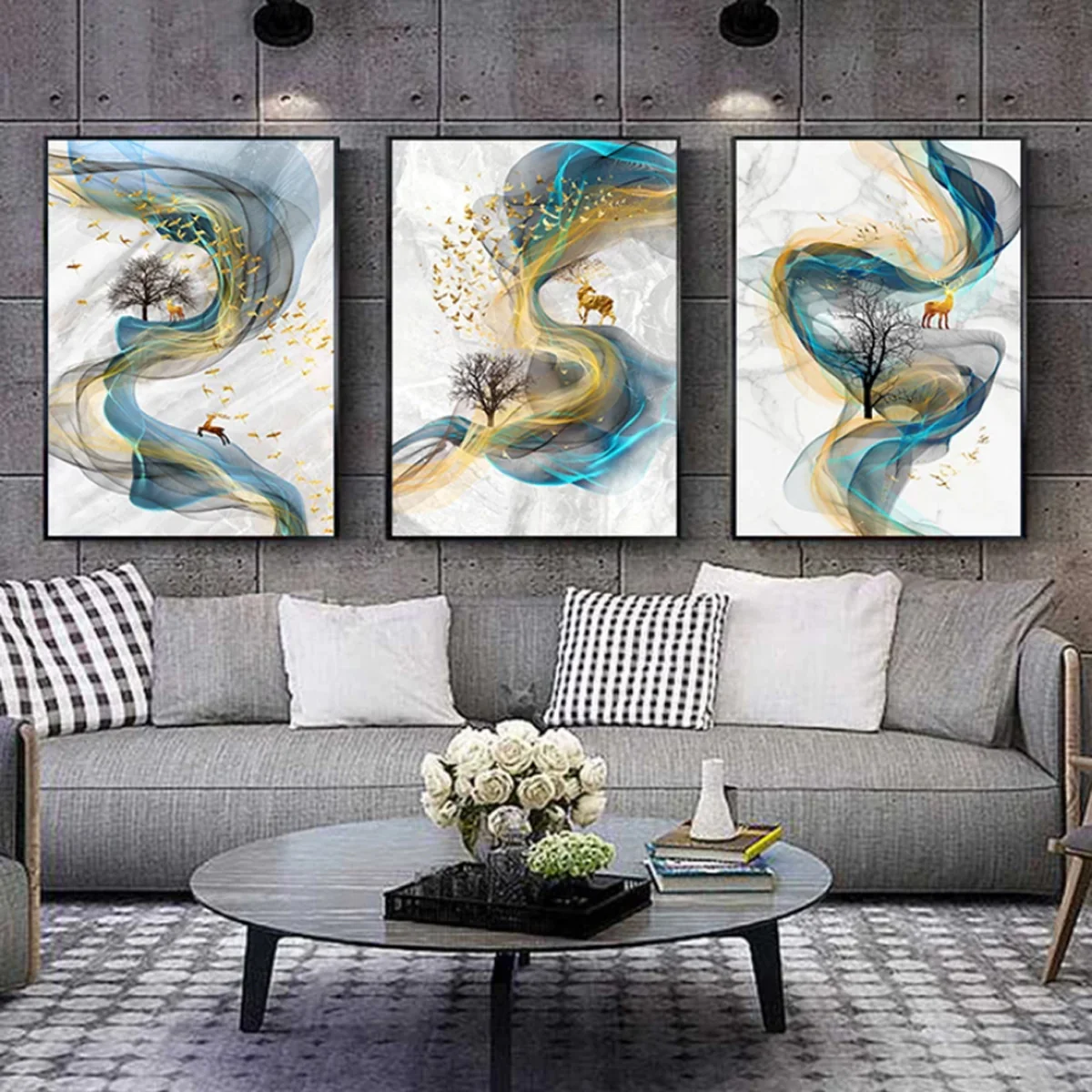 Bild von TPFLiving Luxus Poster Leinwand Abstrakte Motive OHNE Rahmen - Model TPFL-LW-08-SET - 13x18cm