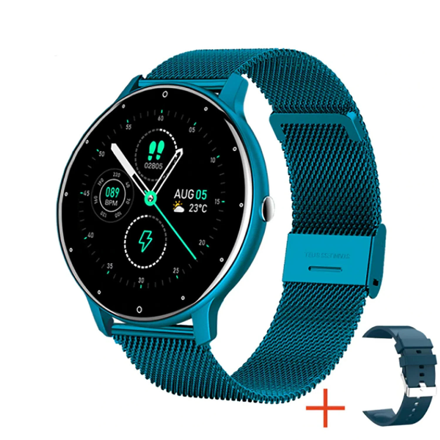 Bild von TPFNet Smart Watch / Fitness Tracker IP67 - Milanaise Armband + Silikon Armband - Android & IOS - verschiedene Farben - Blau