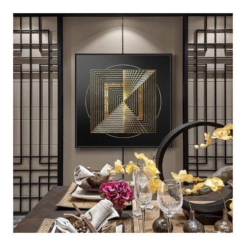 Bild von TPFLiving Kunstdruck auf Leinwand / Abstrakt Gold Schwarz / 6 Motive in 5 Größen - ohne Rahmen - Modell TPFL-LW-20-MD - 30x30cm