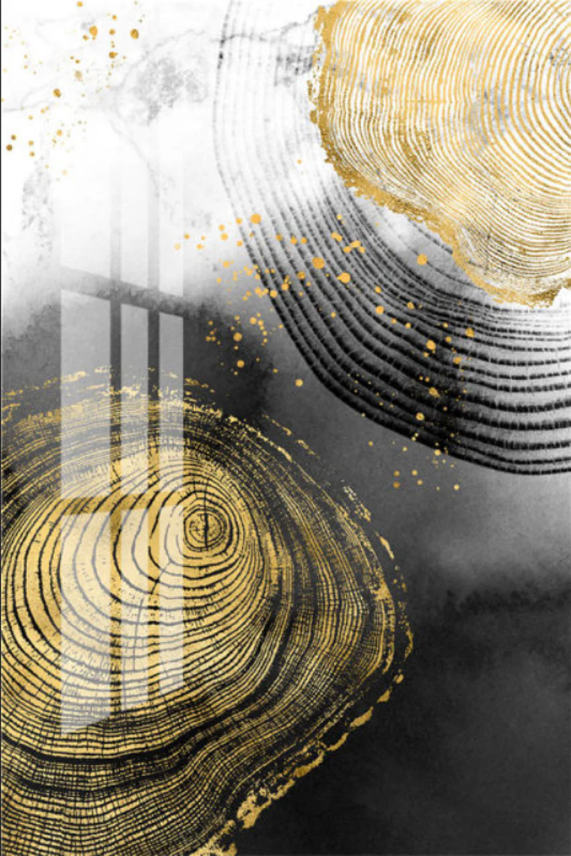 Bild von TPFLiving Leinwandbild Kunstdruck - Abstrakt Motive in Gold Gelb Braun Grau - OHNE Rahmen - Bilder Wohnzimmer - Modell TPFL-LW-25-MF - 10x15cm