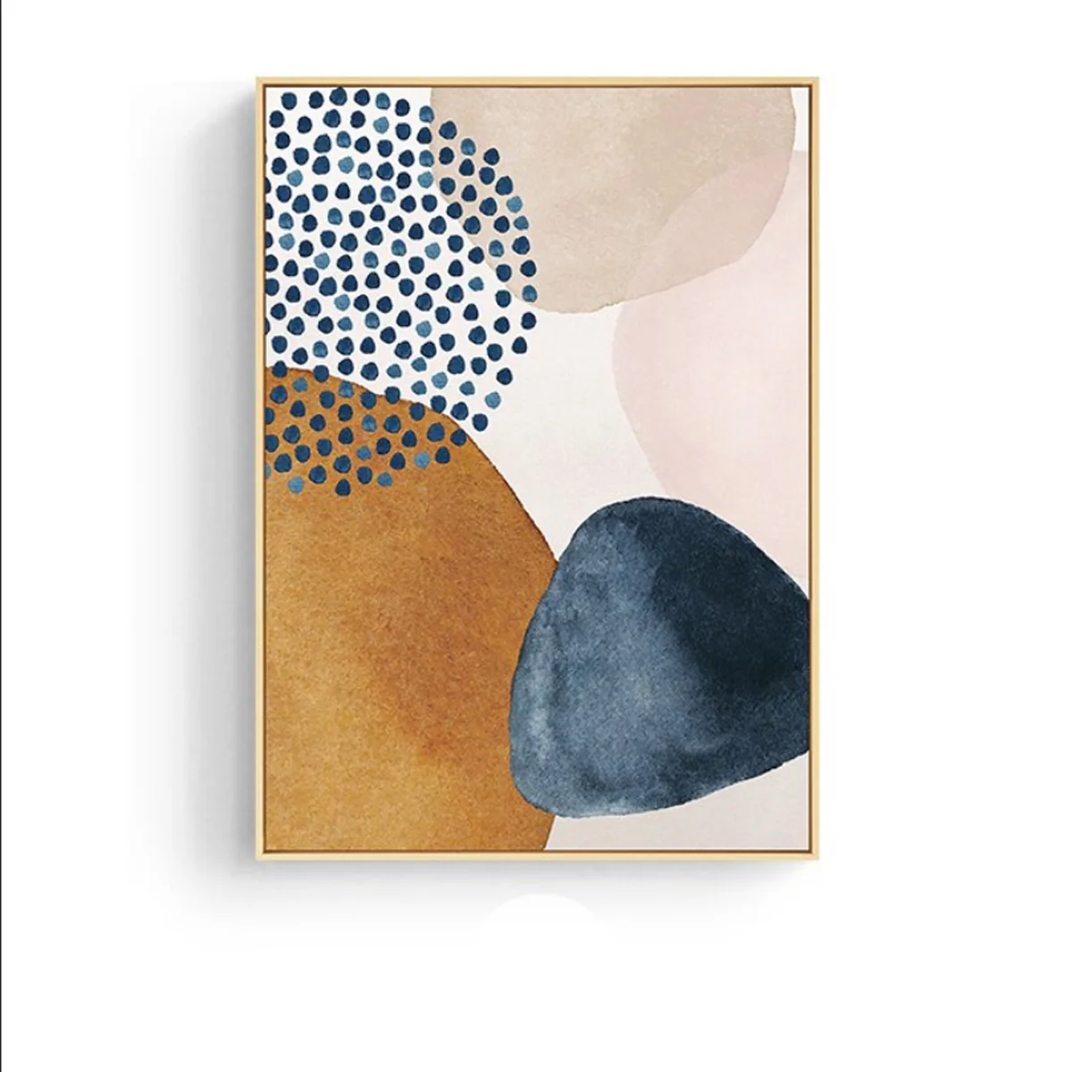 Bild von TPFLiving Leinwandbild Kunstdruck - Nordic Art Abstrakte Formen in Braun, Beige und Blau - OHNE Rahmen - Bilder Wohnzimmer - Modell TPFL-LW-44-MC - 60x100cm