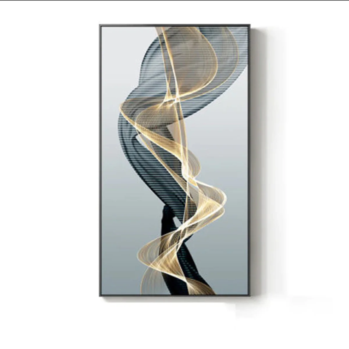 Bild von TPFLiving XXL Riesen Luxus Poster Leinwand / Abstrakte Linien und Formen in Weis, Blau, Grau, Beige, Schwarz / 18 Motive in 11 verschiedenen Größen - OHNE - Rahmen - Modell TPFL-LW-300-MD - 50x200cm