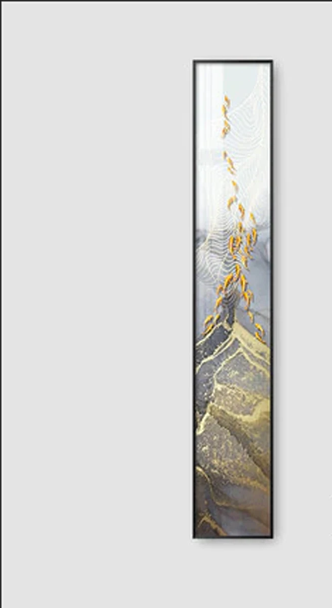 Bild von TPFLiving XXL Riesen Luxus Poster Leinwand Hochbildformat / Abstrakte Strukturen in Weis, Blau, Grau, Gold / 6 Motive in 6 verschiedenen Größen - OHNE Rahmen - Modell TPFL-LW-305-MF - 60x220cm