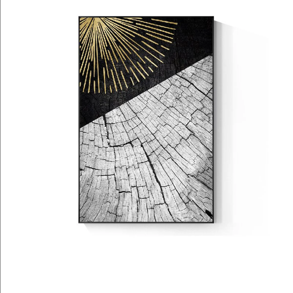 Bild von TPFLiving Leinwandbild Kunstdruck - Nordic Art Abstrakte Formen - Schwarz, Grau, Gold - OHNE Rahmen - Bilder Wohnzimmer - Modell TPFL-LW-74-MD - 60x80cm