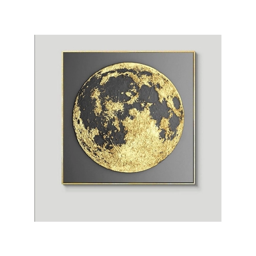 Bild von TPFLiving Leinwandbild Kunstdruck - Nordic Art Abstrakte Quadrate in Gold und Schwarz