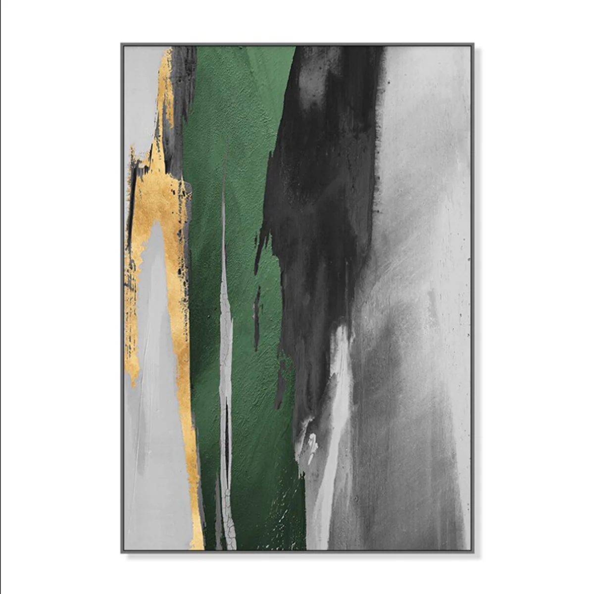Bild von TPFLiving Leinwandbild Kunstdruck - Nordic Art Abstraktes Motiv in Grün, Grau, Gold und Schwarz - OHNE Rahmen - Bilder Wohnzimmer - Modell TPFL-LW-78-MB - 40x50cm