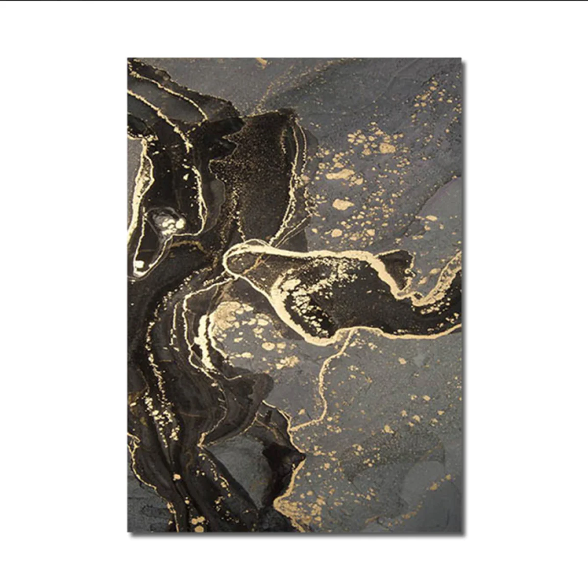 Bild von TPFLiving Luxus Poster Leinwand - Abstrakte Strukturen in Gold, Schwarz und Grau - 14 verschiedene Größen - OHNE Rahmen - Modell B - 13x18cm