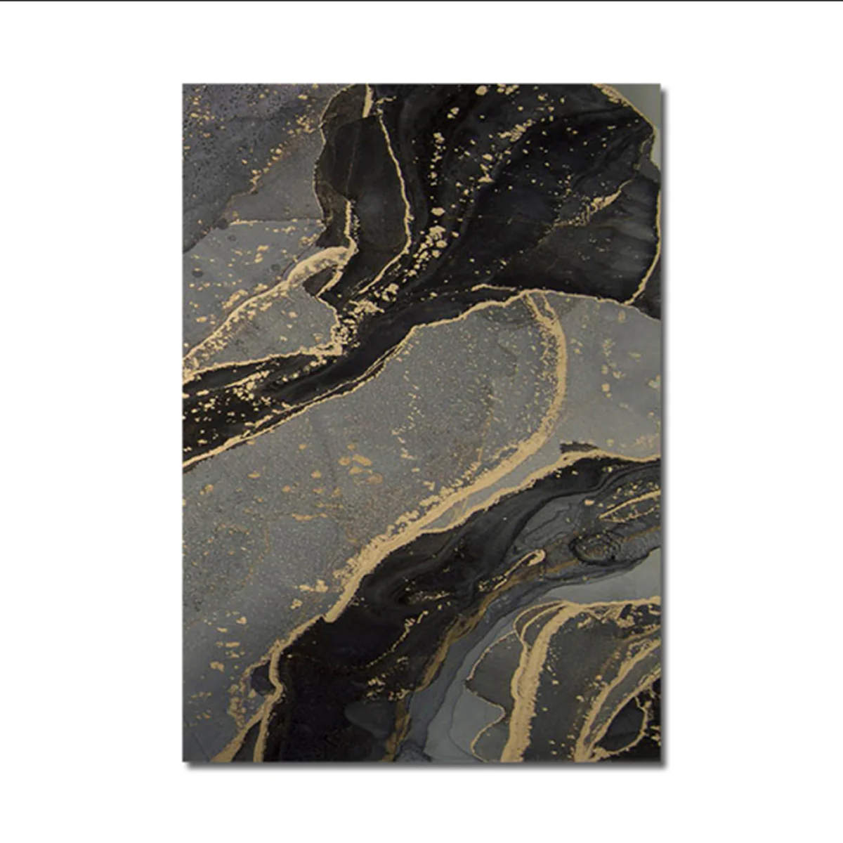 Bild von TPFLiving Luxus Poster Leinwand - Abstrakte Strukturen in Gold, Schwarz und Grau - 14 verschiedene Größen - OHNE Rahmen - Modell C - 50x75cm