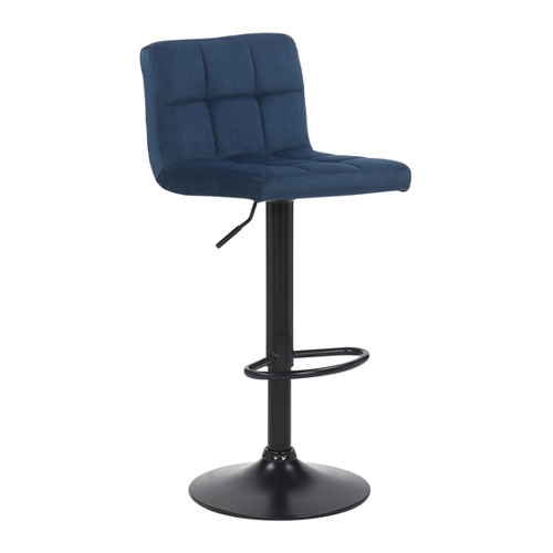 Bild von TPFLiving Barhocker Fani Gestell schwarz Samt - Blau