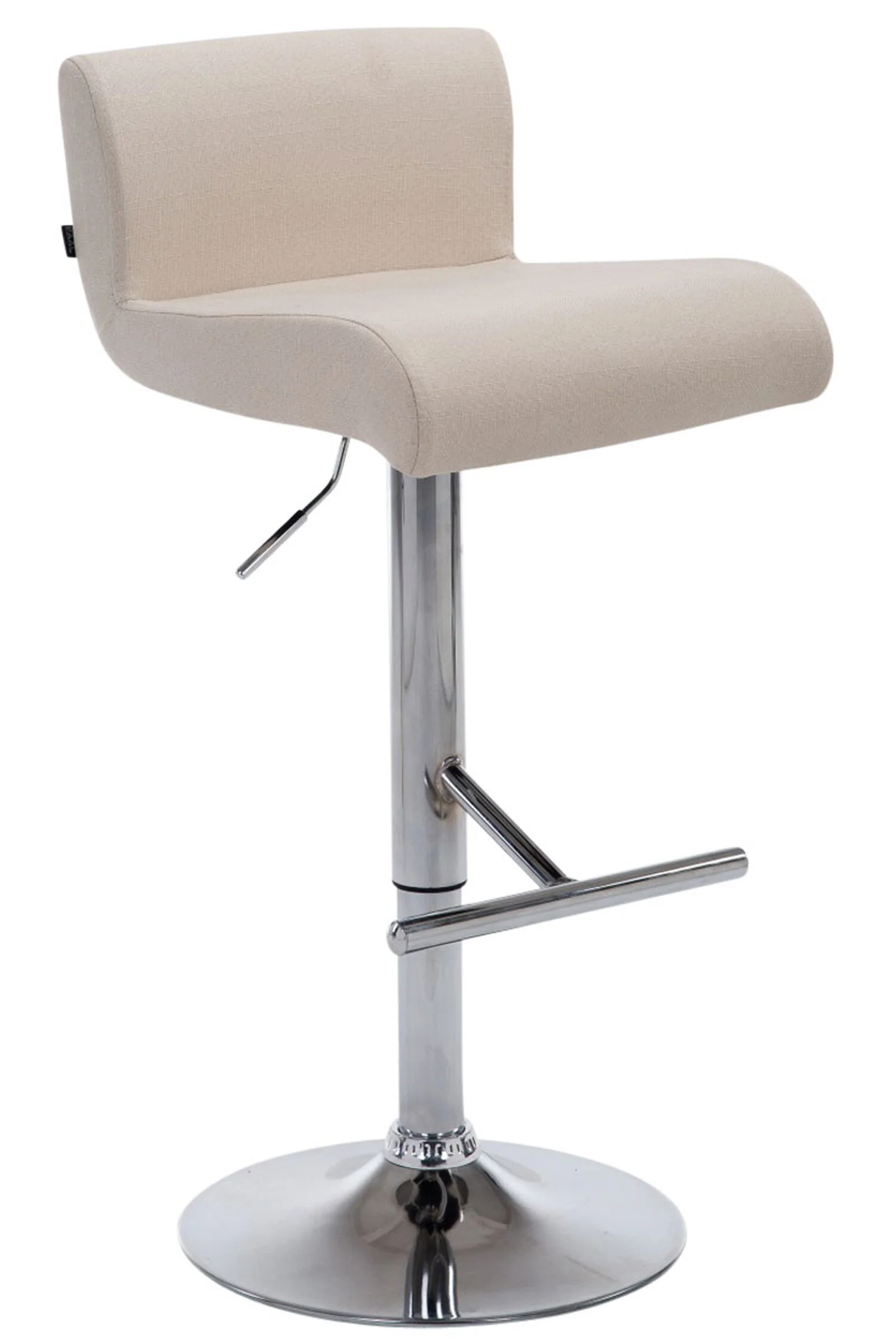 Bild von TPFLiving Barhocker Calif Gestell Metall in Chromoptik Stoff - Creme