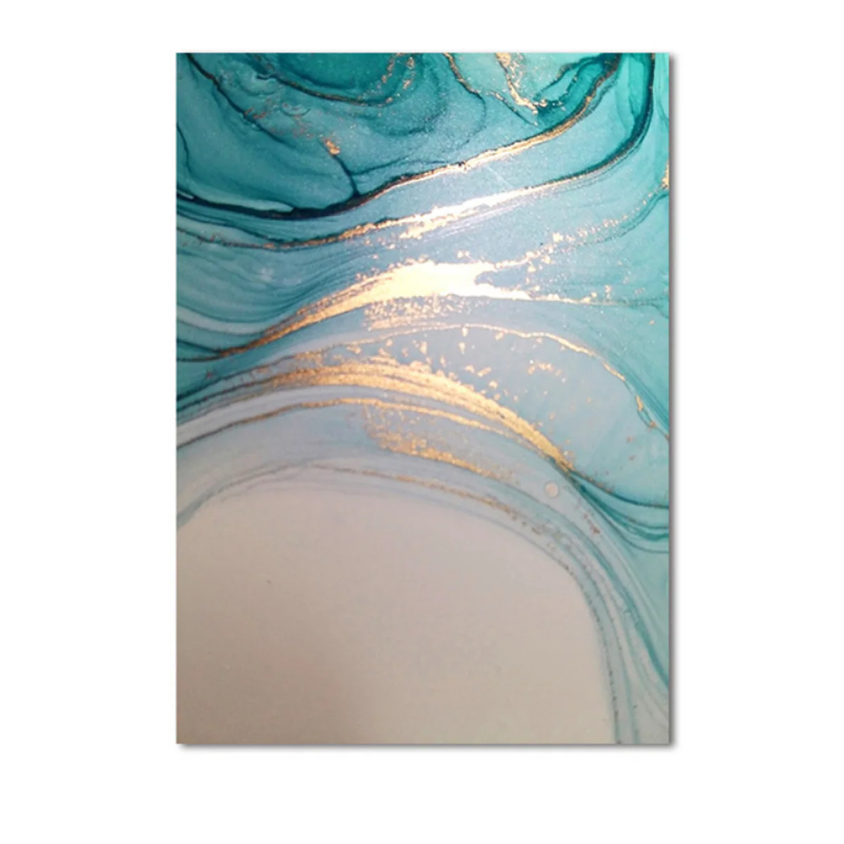 Bild von TPFLiving Luxus Poster Leinwand - Abstrakte Strukturen - Türkis, Gold, Grau Beige - 13 verschiedene Größen - OHNE Rahmen - Modell C - 50x70cm