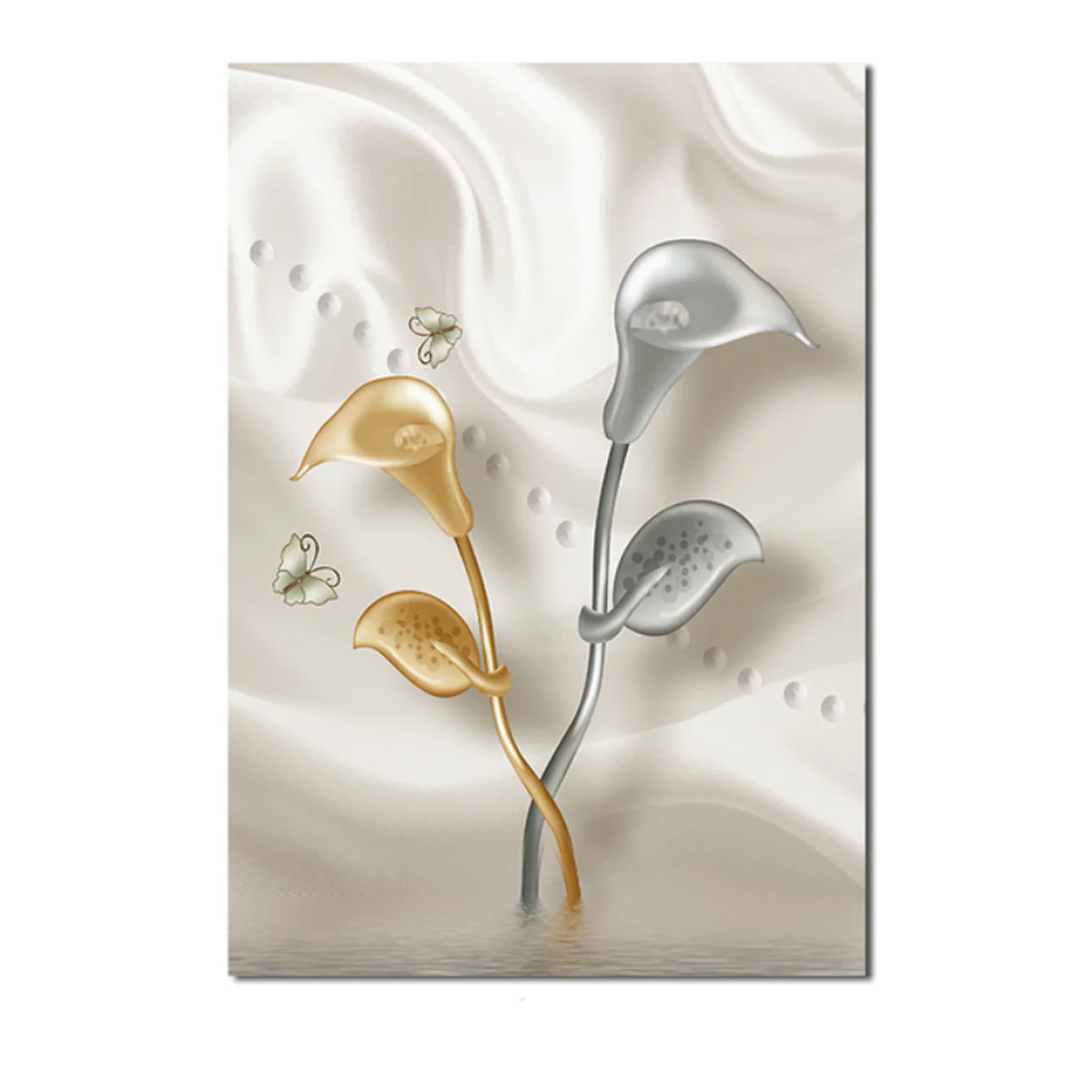 Bild von TPFLiving Luxus Poster Leinwand -Abstrakte Strukturen - Beige, Weiß, Gold - 13 verschiedene Größen - OHNE Rahmen - Modell B - 42x60cm