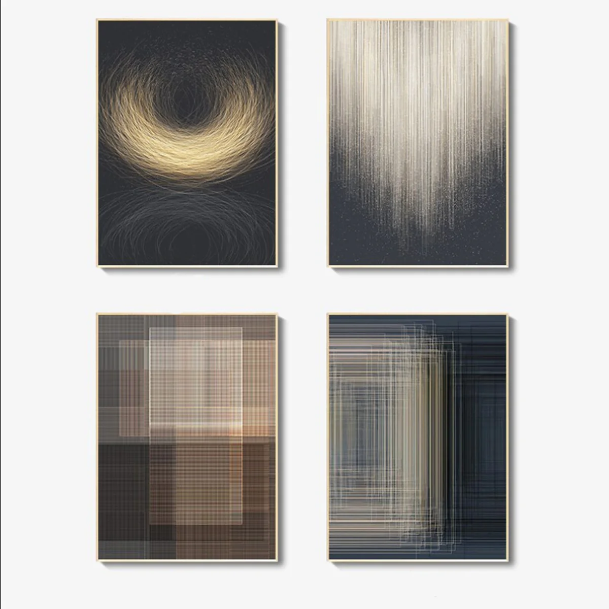 Bild von TPFLiving Luxus Poster Leinwand - Abstrakte Motive - Gold, Grau, Schwarz - 13 verschiedene Größen - Günstiges 3-er Set/ 4-er Set OHNE Rahmen - SET - 60x90cm