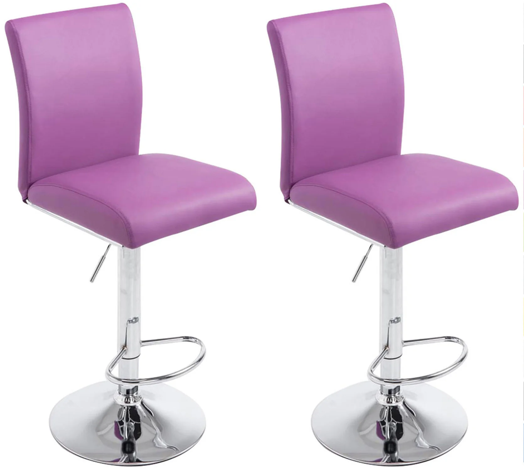 Bild von TPFLiving 2er Set Barhocker Kölle Gestell Metall in Chromoptik Kunstleder - Lila