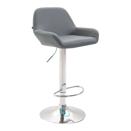 Bild von TPFLiving Barhocker Bragnum Gestell Metall in Chromoptik Kunstleder - Grau