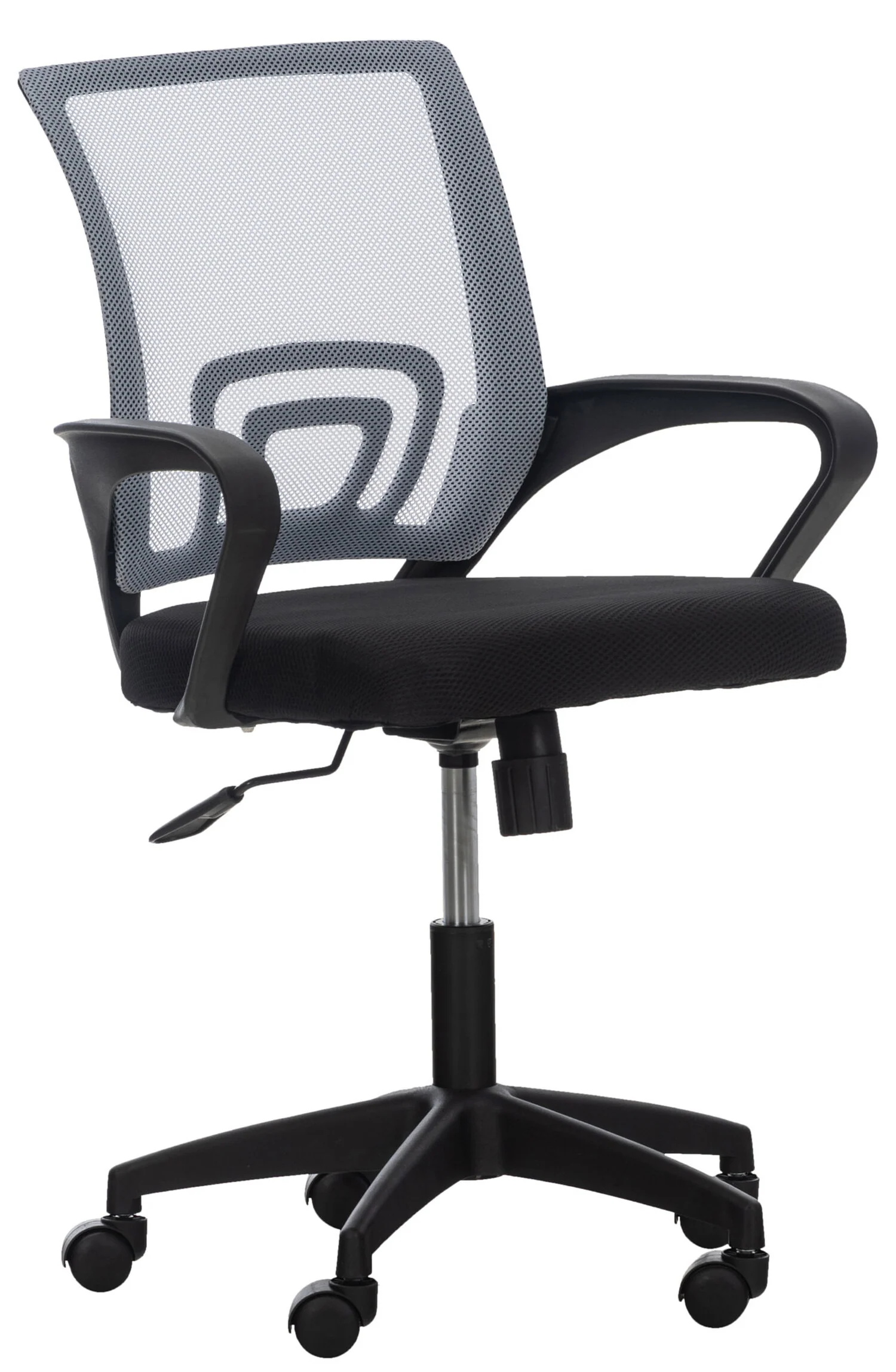Bild von TPFLiving Bürostuhl Audrey mit bequemer ergonomisch geformter Rückenlehne, Gestell: Kunststoff schwarz - Sitzfläche: Netzbezug grau