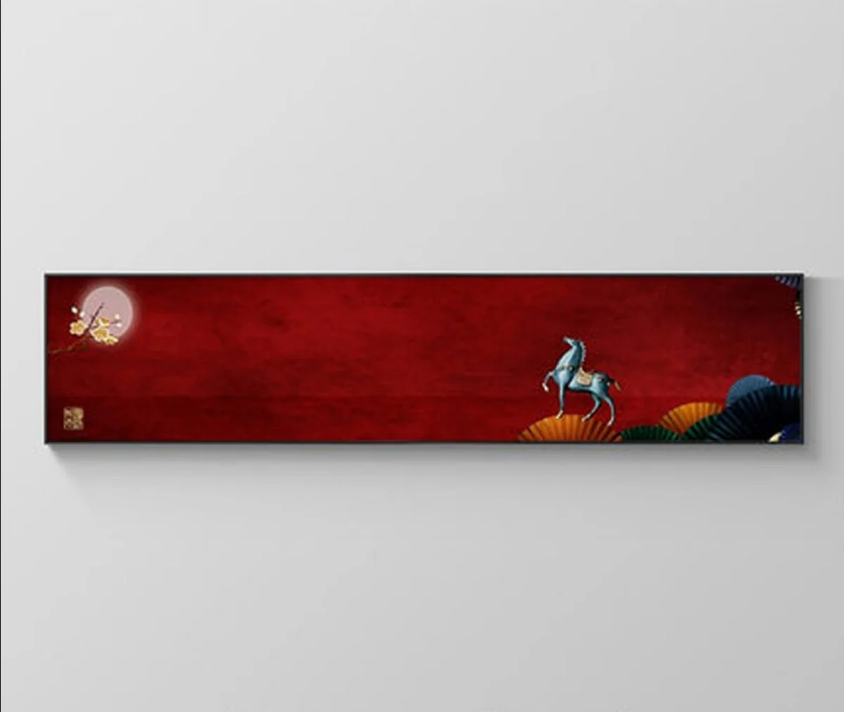 Bild von TPFLiving XXL Riesen Luxus Poster Leinwand Breitbildformat / Abstrakte Stukturen in Rot und Blau / 12 Motive in 6 verschiedenen Größen - OHNE Rahmen - Modell TPFL-LW-309-MH - 50x200cm