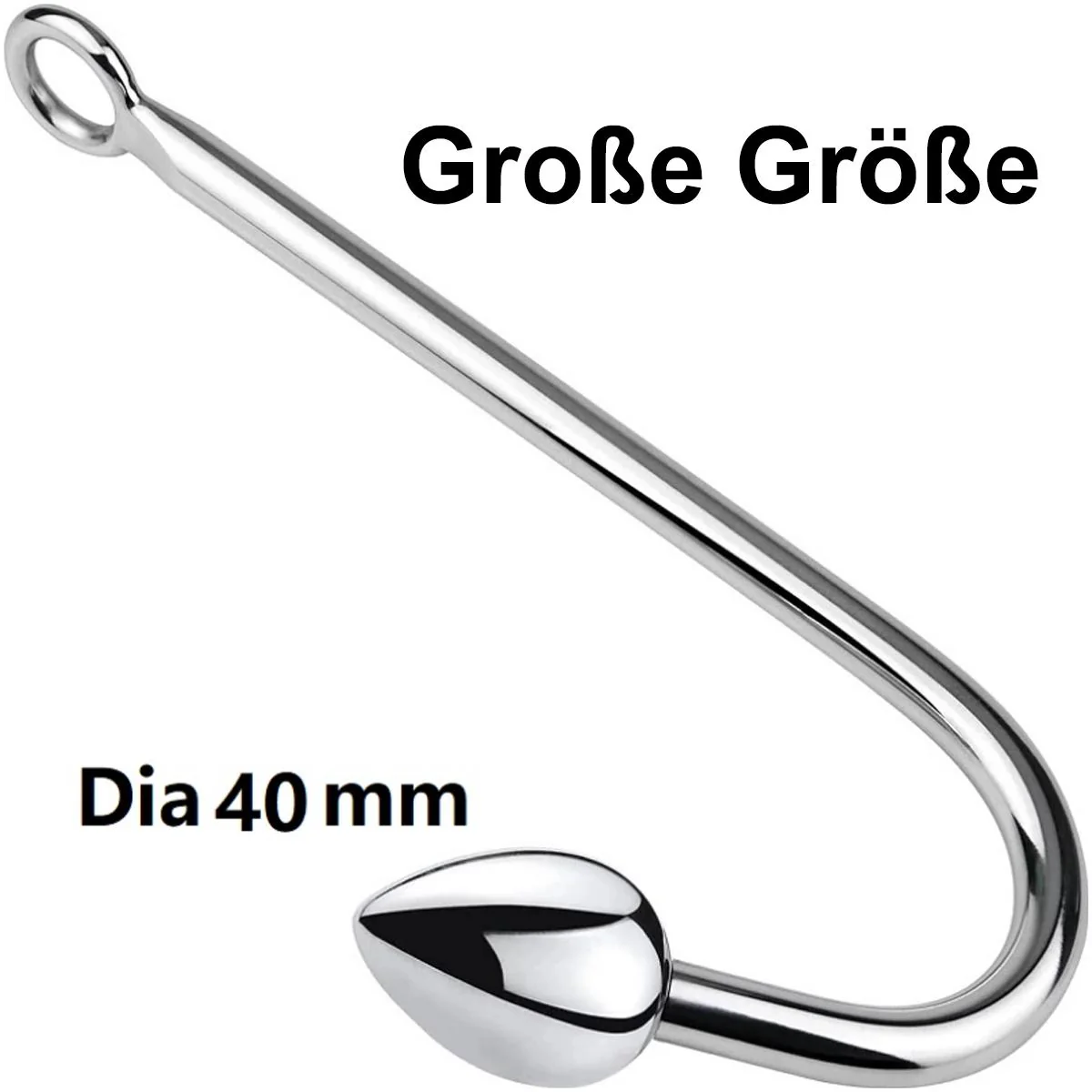 Bild von TPFSecret Analhaken aus Edelstahl Metall - Größe Small - Large - 1x Haken mit Kugel 4cm