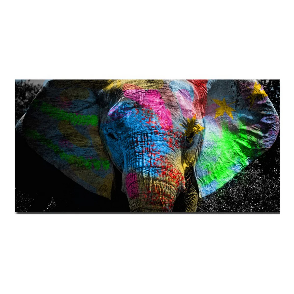 Bild von TPFLiving Poster Leinwand / Grafitti Art - Bunter Elefant / Verschiedene Größen - OHNE Rahmen - Modell FB022 - 40x80cm