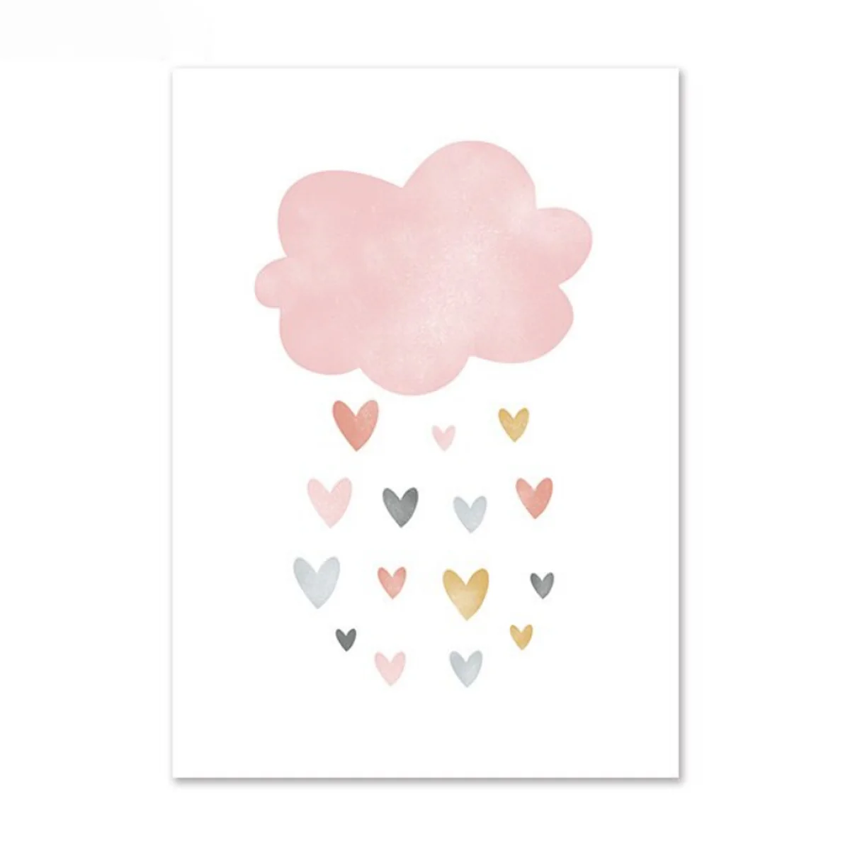Bild von TPFLiving Poster Leinwand / Sonne, Wolken, Herzen, Regenbogen für Kinderzimmer - Auch im 3er Set / Verschiedene Größen - OHNE Rahmen - Modell k4230 - 50x70cm