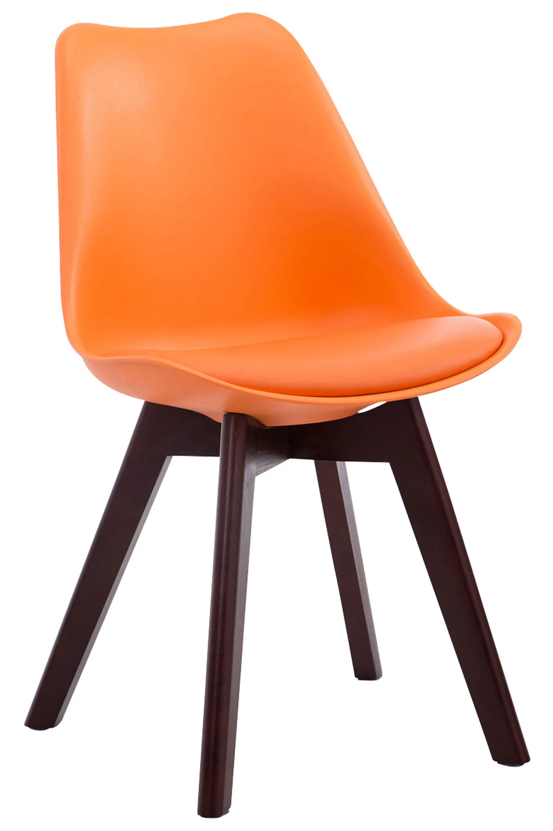 Bild von TPFLiving Besucherstuhl Bornova Two Kunstleder Gestell Holz Walnuss - Orange