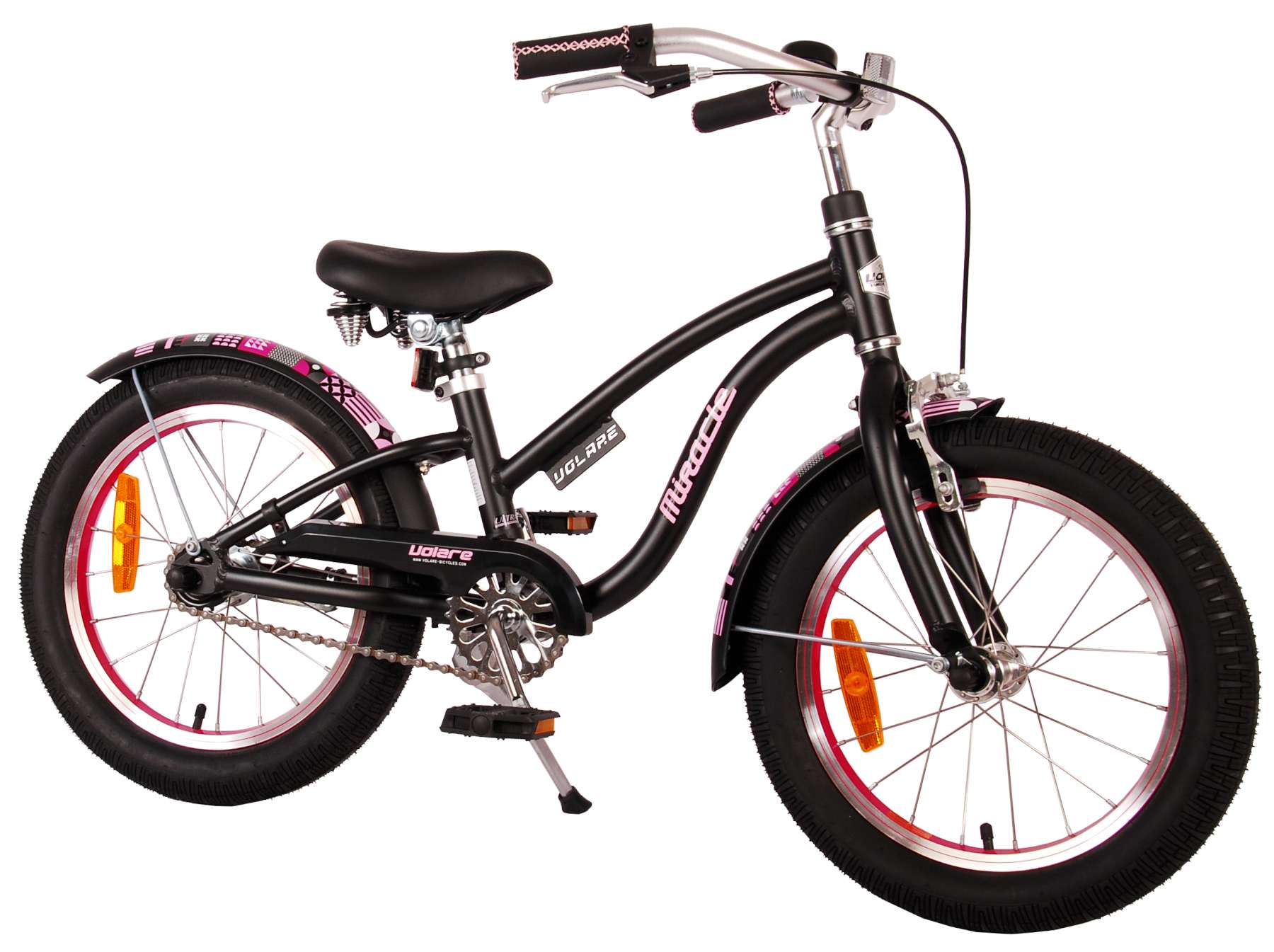 Bild von TPFSports Kinderfahrrad Volare Miracle Cruiser 16 Zoll mit Rücktritt + Handbremse, 1 Gang, (Mädchen Fahrrad - Rutschfeste Sicherheitsgriffe), Kinder Fahrrad 16 Zoll mit Stützräder Laufrad Mädchen Kinderrad