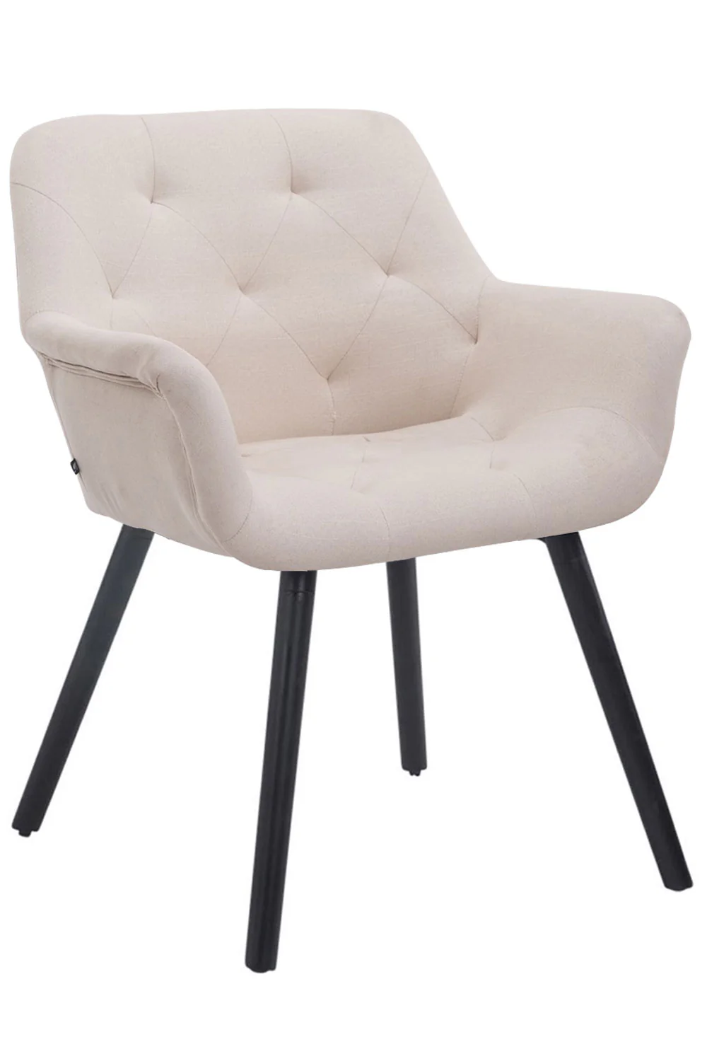 Bild von TPFLiving Besucherstuhl Cassy Stoff Gestell Holz Schwarz - Creme