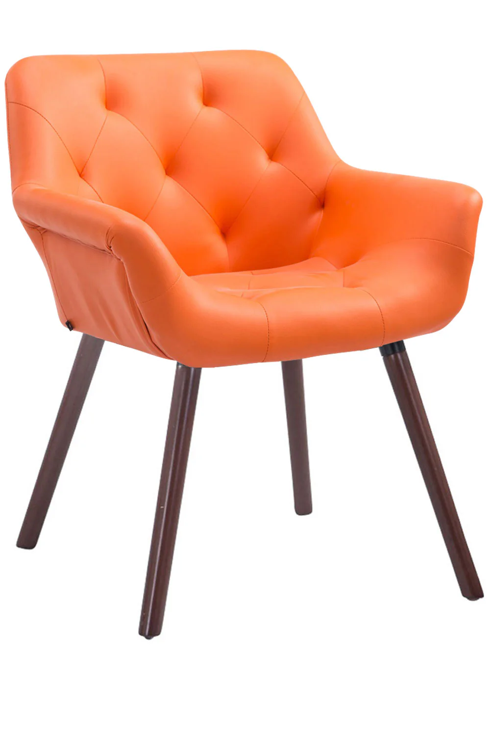 Bild von TPFLiving Besucherstuhl Cassy Kunstleder Gestell Holz Walnuss - Orange