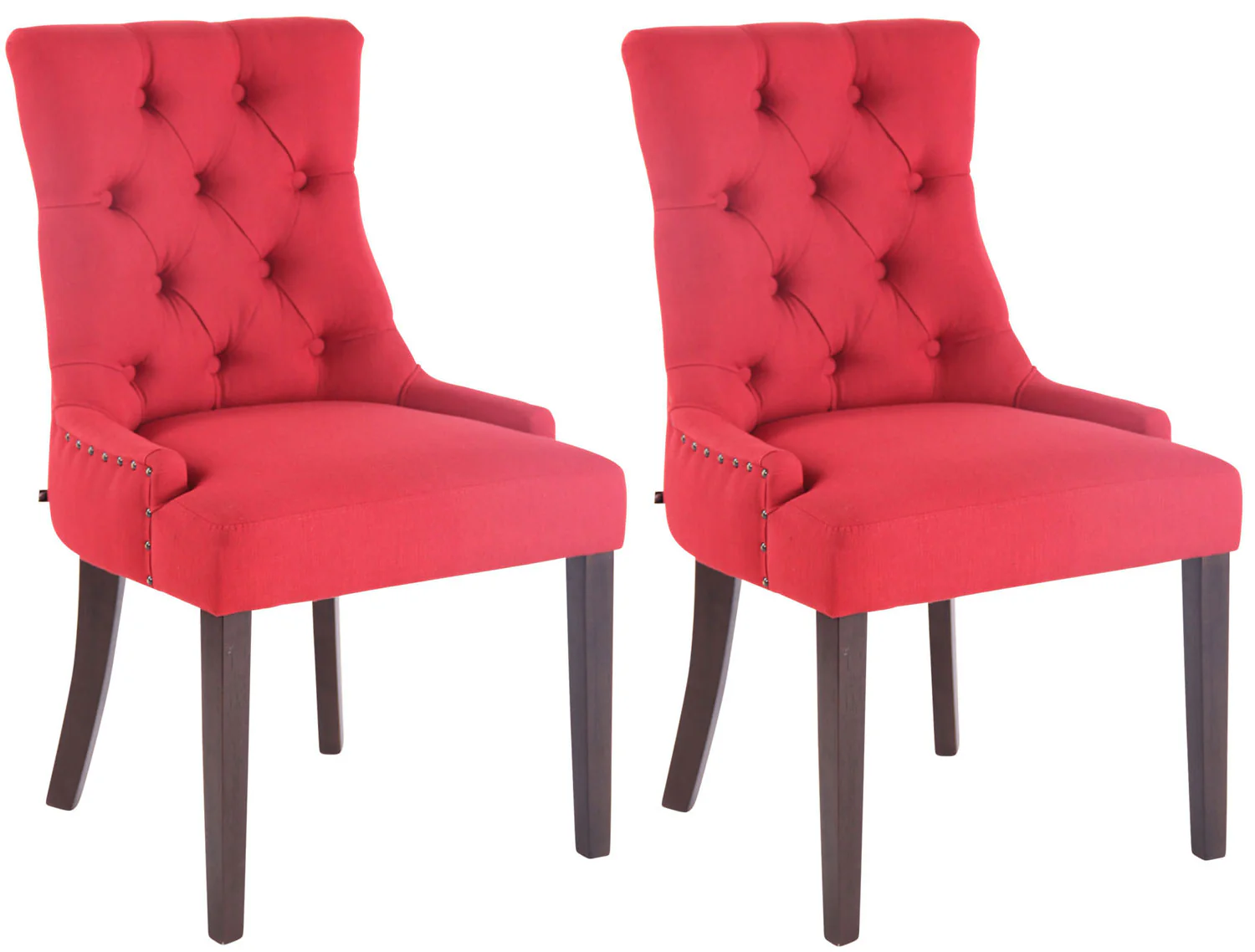 Bild von TPFLiving 2er Set Esszimmerstuhl Aboli Stoff antik - Rot