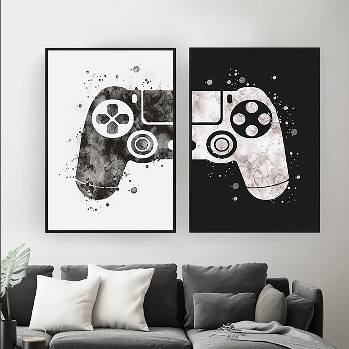 Bild von TPFLiving Poster Leinwand / Aquarell Gamepad, Spielekonsole, Computerspiele - / Verschiedene Größen - OHNE Rahmen - Modell 2PCS - 13x18cm