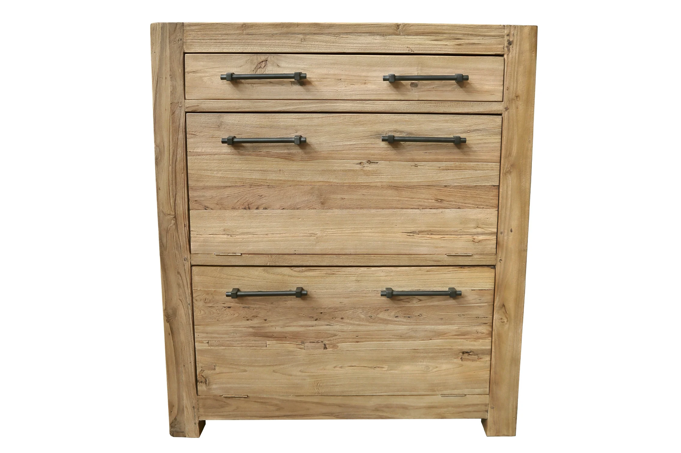 Bild von TPFLiving Schuhschrank Mojon - Gefertigt aus recyceltem Teak (Gefertigt aus recyceltem Teak - natur, Vinatge - Shabby Chic) Produktlinie: Bantayan - Breite: 90 cm, Höhe: 96 cm, Tiefe: 42 cm