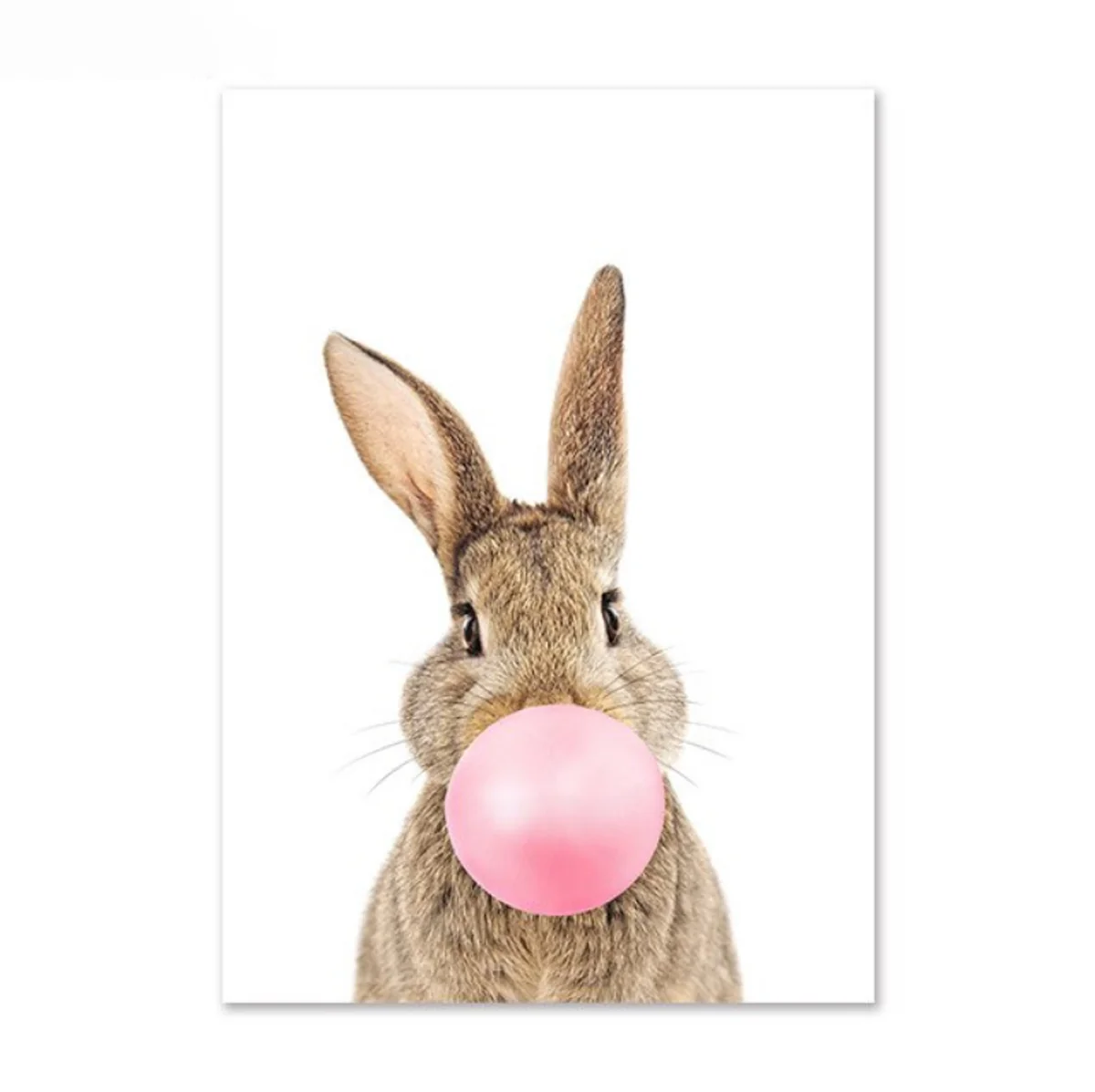 Bild von TPFLiving Poster Leinwand / Kaninchen mit Blume und Luftballon - Auch im 2er Set / Verschiedene Größen - OHNE Rahmen - Modell G - 20x25cm