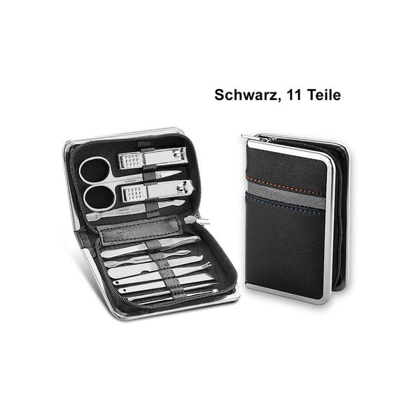 Bild von TPFBeauty Maniküre-Etui Nagel Set mit Aufbewahrungs-Etui, 11 tlg., Edelstahl Maniküre Set Pediküre Set - Schwarz
