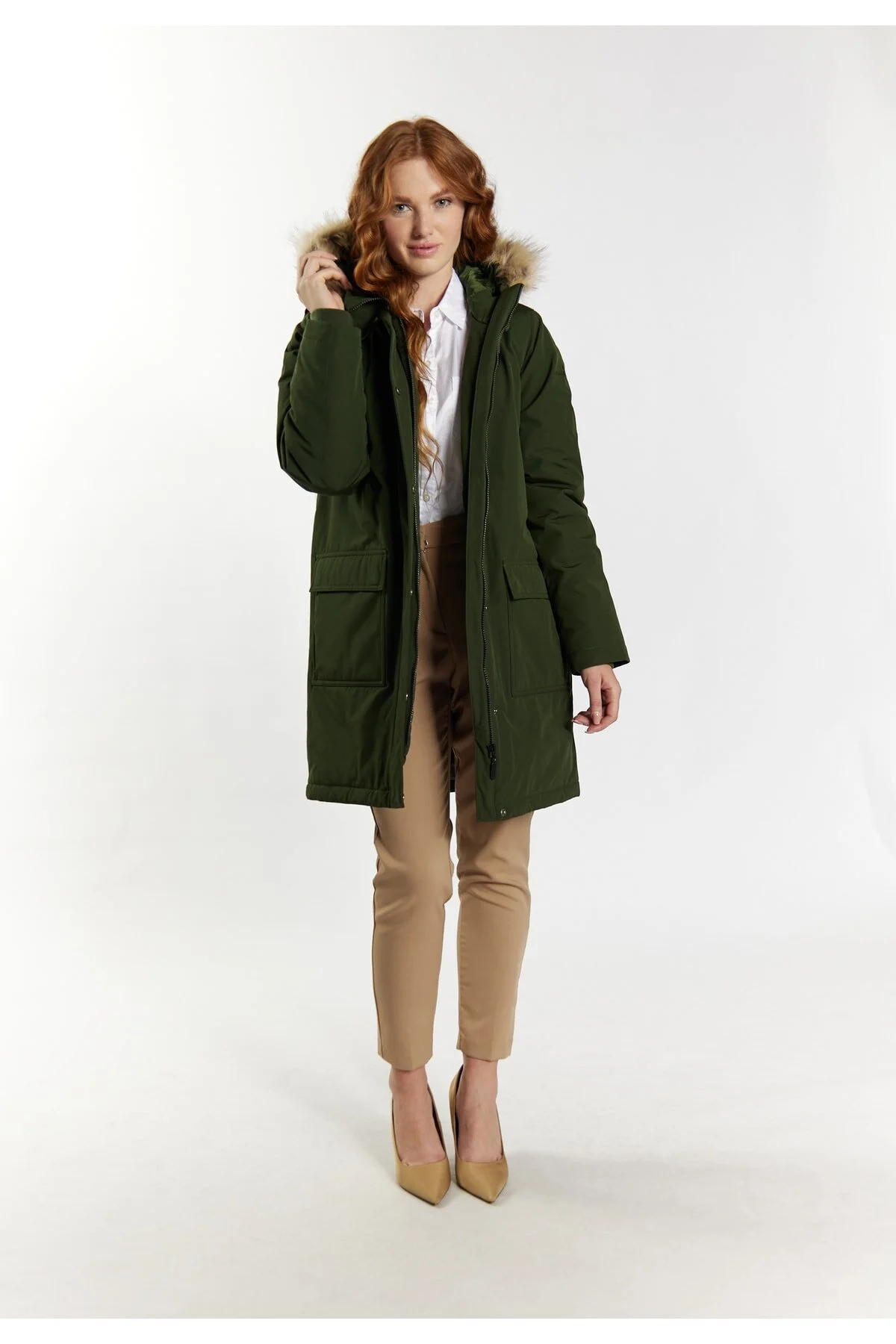 Bild von Dreimaster Klassischer Winterparka Mit Kunstfell Ledkin für Damen - L