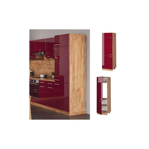 Bild von Vicco Kühlumbauschrank Küchenschrank Küchenzeile R-Line 60 cm Goldkraft Bordeaux