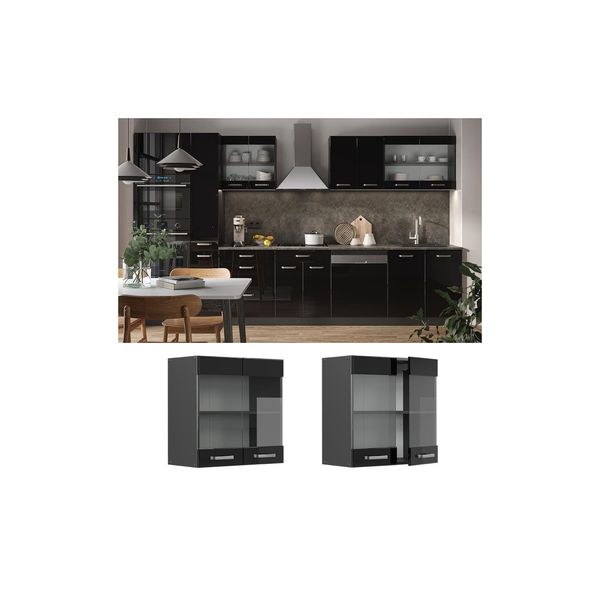 Bild von Vicco Glashängeschrank Küchenschrank R-Line Solid Anthrazit Schwarz 60 cm modern
