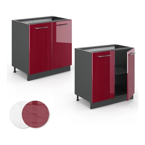 Bild von Vicco Küchenunterschrank Fame-Line, Dunkelblau Hochglanz/Anthrazit, 80 cm, AP Anthrazit, Vicco Unterschrank Fame-Line, Dunkelblau Hochglanz/Anthrazit, 80 cm, AP Anthrazit, Vicco Schubunterschrank Fame-Line Anthrazit Dunkelblau Hochglanz 80 cm mit Arbeitsplatte Anthrazit