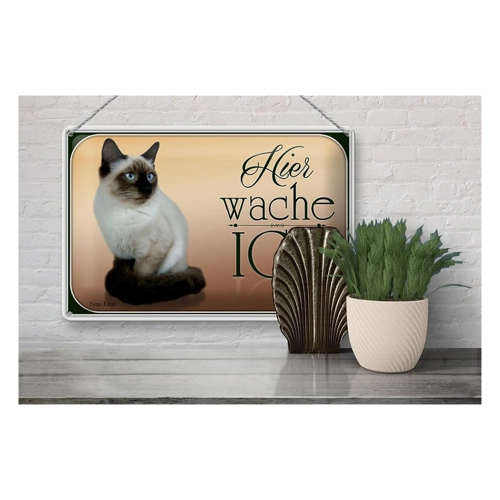 Bild von FEMER Blechschild Katze 30x20cm Birma Katze Hier wache ich