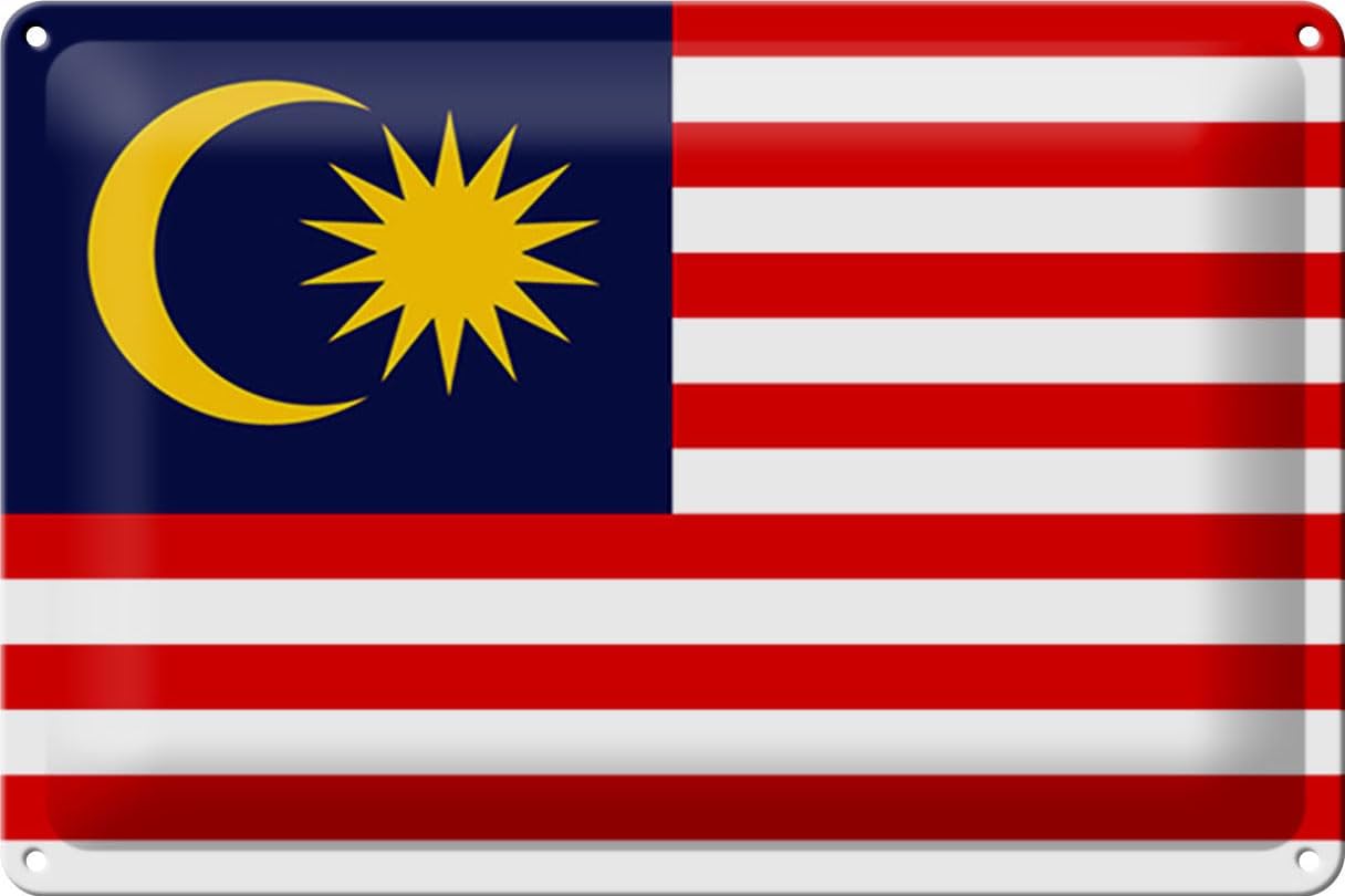 Bild von FEMER Blechschild Flagge Malaysia 30x20cm Flag of Malaysia