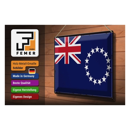 Bild von FEMER Blechschild Flagge Cookinseln 40x30cm Retro Cook Islands