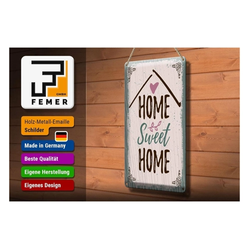 Bild von FEMER Blechschild Spruch Home Sweet Home 20x30cm