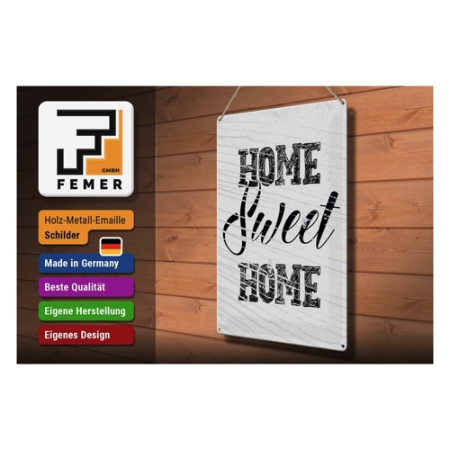 Bild von FEMER Blechschild Spruch Home Sweet Home 30x40cm Geschenk