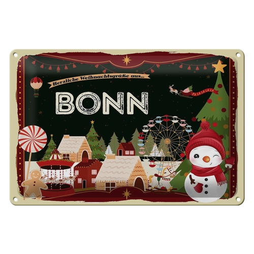 Bild von Femer Blechschild Weihnachten Grüße aus BONN 30x20cm - Ein Blickfang für Ihr Zuhause